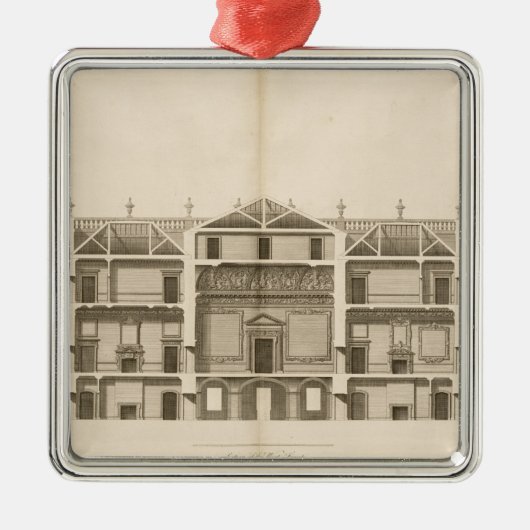 Houghton Hall: Abschnitt der Westfront, graviert Silbernes Ornament (Vorne)