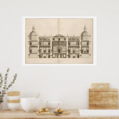 Houghton Hall: Teil der Westfront graviert Poster (Küche)