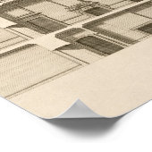 Houghton Hall: Teil der Westfront graviert Poster (Ecke)