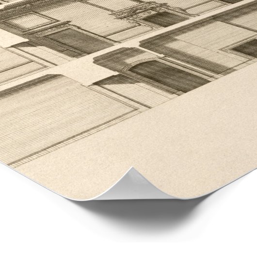 Houghton Hall: Teil der Westfront graviert Poster (Ecke)