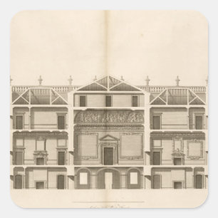 Houghton Hall: Teil der Westfront graviert Quadratischer Aufkleber