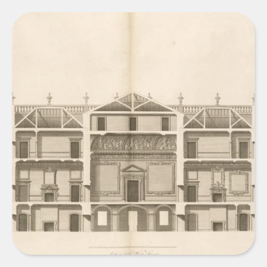 Houghton Hall: Teil der Westfront graviert Quadratischer Aufkleber (Vorderseite)