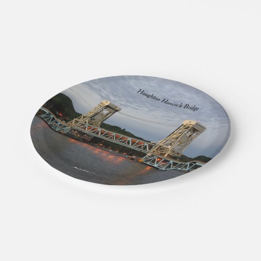 Houghton Hancock Bridge auf Papiertüte Pappteller (Schrägansicht)