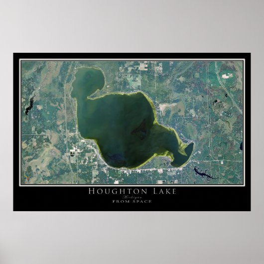 Houghton Lake Michigan Satellite Poster Karte (Vorne)