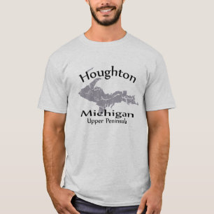 Houghton Michigan Map Design T - Shirt