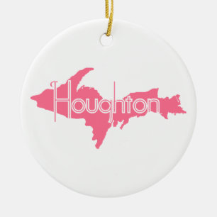 Houghton Michigan Oberleder-Halbinsel Keramik Ornament