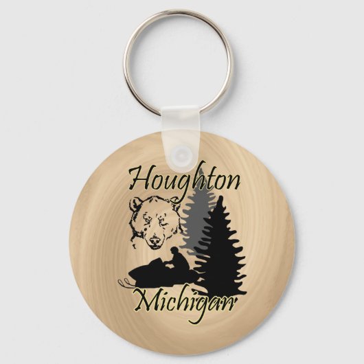 Houghton Michigan Snowmobile Bear Basic 3 Schlüsselanhänger (Vorderseite)