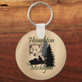 Houghton Michigan Snowmobile Bear Basic 3 Schlüsselanhänger (Vorderseite)