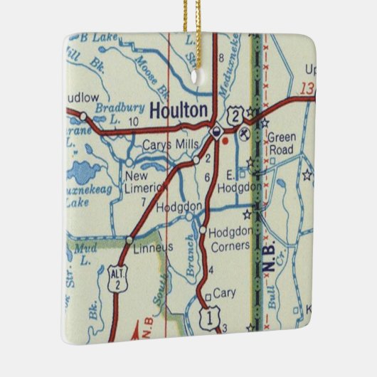 Houlton Maine Vintag Map Keramikornament (Rechts)