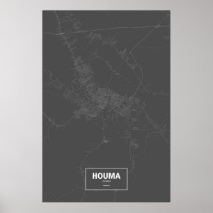 Houma, Louisiana (weiß auf schwarz) Poster