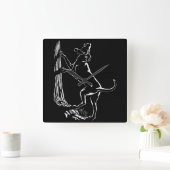 Hound Dog Clock Hunting Dog Art Wall Clock Quadratische Wanduhr (Zuhause)