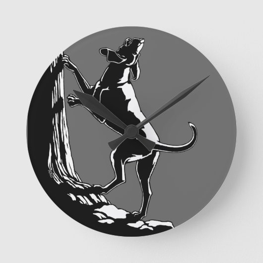 Hound Dog Clock Hunting Dog Art Wall Clock Runde Wanduhr (Vorderseite)