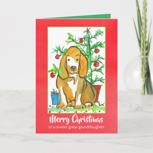 Hound Dog Frohe Weihnachten Großtochter Karte (Vorderseite)