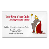 Hound Dog Royal Red Robes und Crown Pet Sitter Magnetische Visitenkarte (Vorderseite)