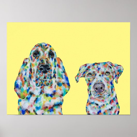 Hound Dog und Labrador Art Poster (Vorne)
