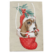 Hound Dog Weihnachten Mittlere Geschenktüte (Vorderseite)
