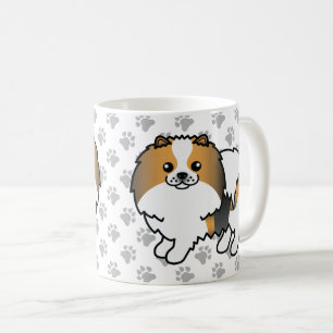 Hound Tricolor Pomeranian Süßer Cartoon-Hund & Pfo Kaffeetasse
