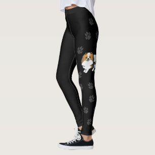 Hound Tricolor Pomeranian Süßer Cartoon-Hund & Pfo Leggings
