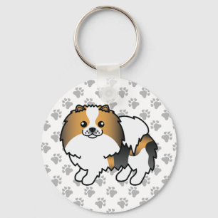 Hound Tricolor Pomeranian Süßer Cartoon-Hund & Pfo Schlüsselanhänger