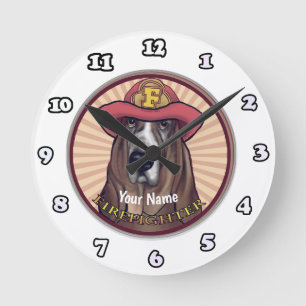 Hounddog-Feuerwehrmann-Uhr Runde Wanduhr
