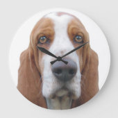 Houndie Basset Hound Große Wanduhr (Vorderseite)