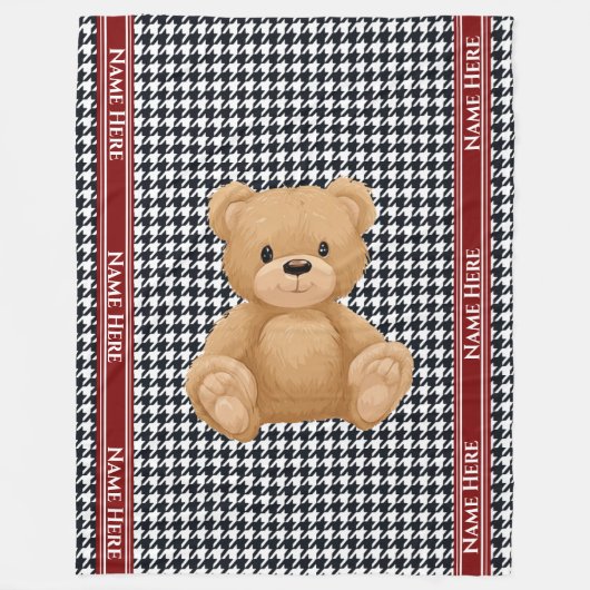 Houndstooth Bear Home Fleecedecke (Vorderseite)