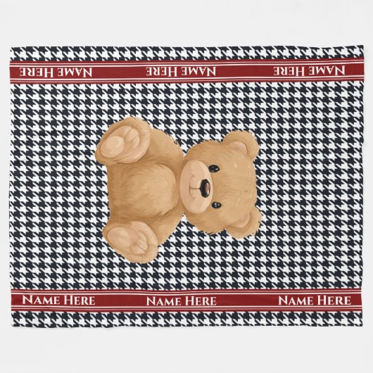 Houndstooth Bear Home Fleecedecke (Vorderseite (Horizontal))