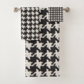 Houndstooth Black White Pattern Badhandtuch Set (Insitu)