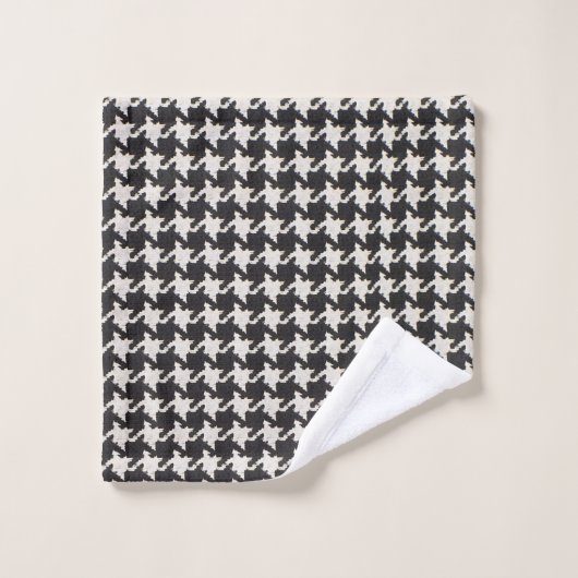 Houndstooth Black White Pattern Badhandtuch Set (Waschlappen)