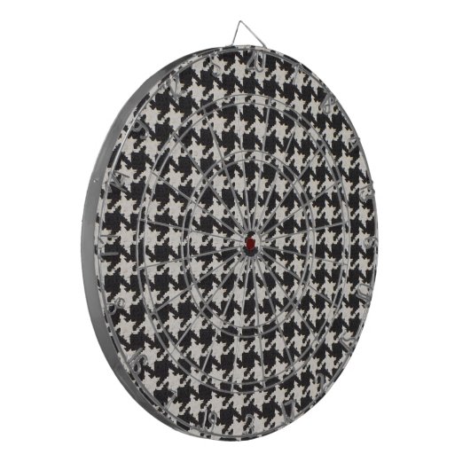 Houndstooth Black & White Pattern Dartscheibe (Vorderseite Links)
