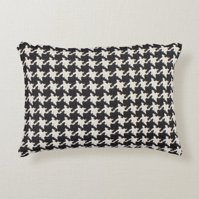 Houndstooth Black White Pattern Dekokissen (Vorderseite)