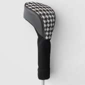 Houndstooth Black White Pattern Golf Headcover (angewinkelt)