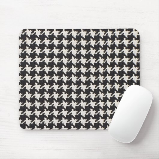 Houndstooth Black & White Pattern Mousepad (Mit Mouse)