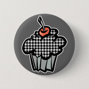 Houndstooth-Cupcake Button