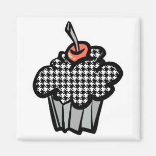 Houndstooth-Cupcake Magnet