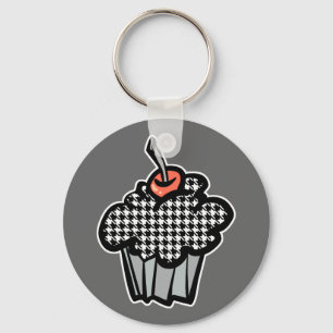 Houndstooth-Cupcake Schlüsselanhänger