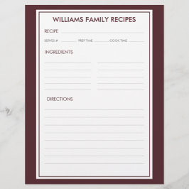 Houndstooth Family Name Recipe Insert 