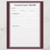 Houndstooth Family Name Recipe Insert (Rückseite)