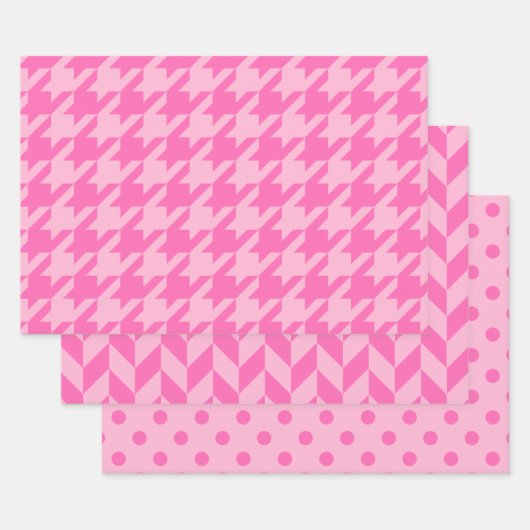 Houndstooth, Herringbone, Dot-DIY-Farben 2 Pinks Geschenkpapier Set (Set)