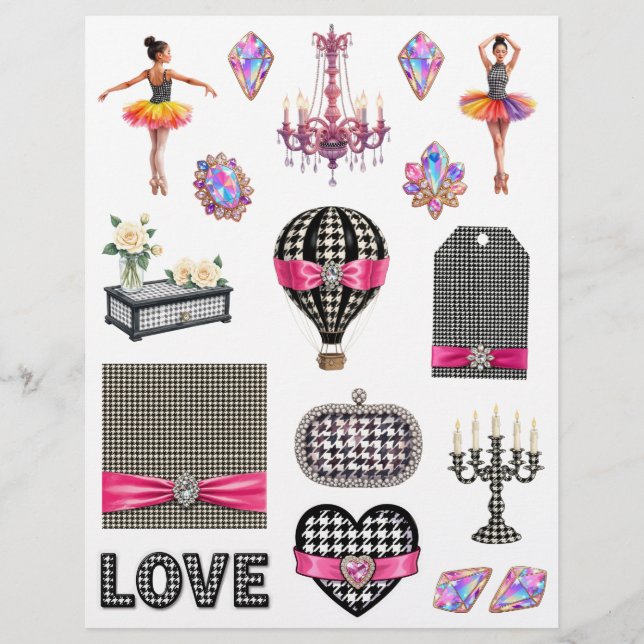 Houndstooth-Kunst-Sch scrapbook-Papier-Ausschnitte (Vorderseite)