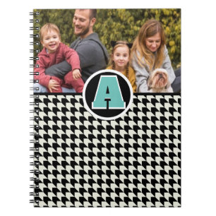 Houndstooth-Monogramm-Foto-Notizbuch Notizblock