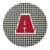 Houndstooth-Monogramm Keramikknauf (Vorderseite)
