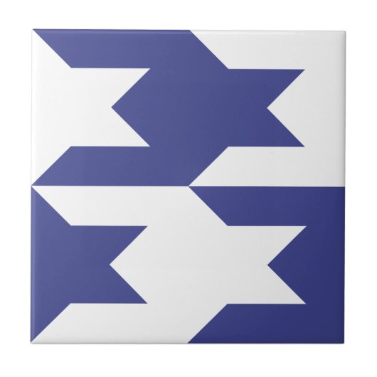 Houndstooth-Muster 1 Königlich Blau Fliese (Vorderseite)