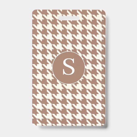 Houndstooth-Muster-Mocha-Mousse und Weiß Ausweis (Vorderseite)