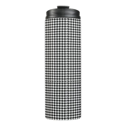 houndstooth pattern black and white thermosbecher (Vorderseite)