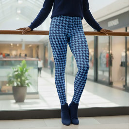 Houndstooth Pattern Blue Leggings