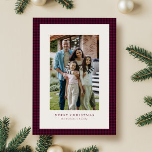 Houndstooth plum Christmas holiday foto card Feiertagskarte
