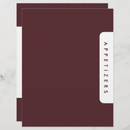 Houndstooth Recipe Divider / Appetizers / Custom  