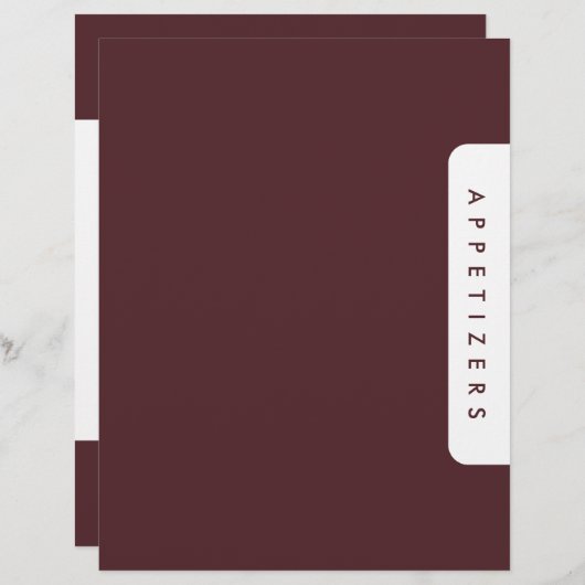 Houndstooth Recipe Divider / Appetizers / Custom (Vorne/Hinten)