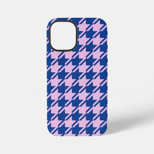 Houndstooth Rosa+Blau-Muster iPhone Hülle (Rückseite)